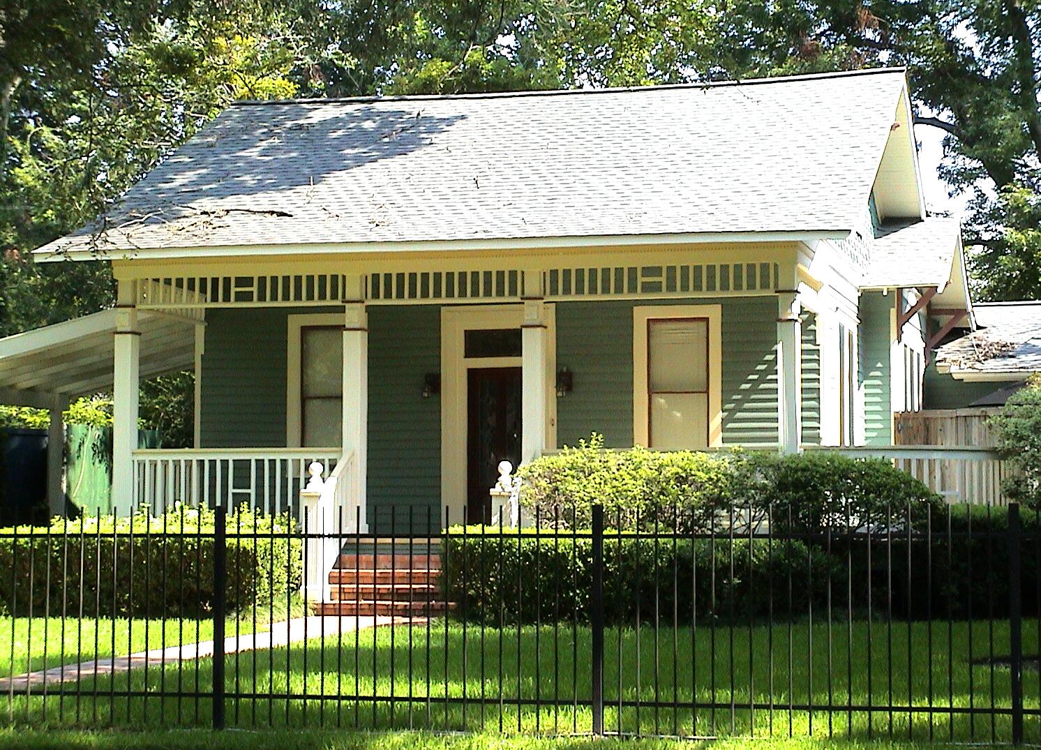 A Houston bungalow with a shaded front porch